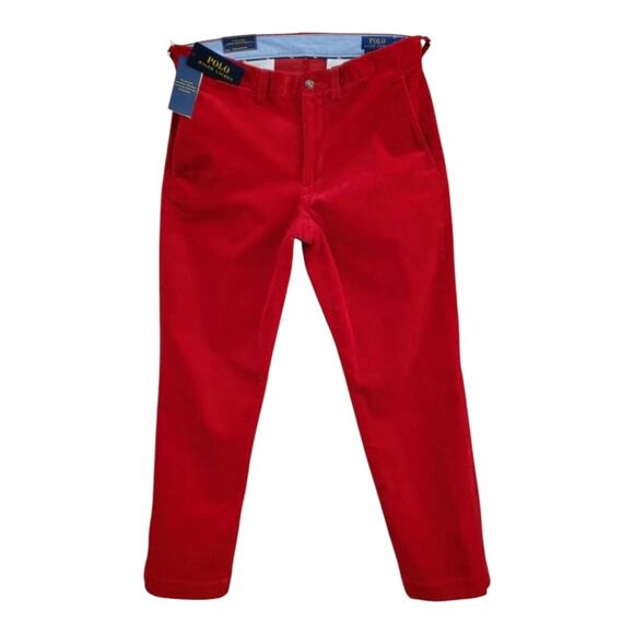 Polo Ralph Lauren Men's Stretch Straight Fit RED Corduroy Pants 38 x 32 NWT - Picture 2 of 15